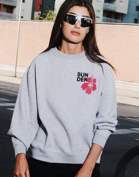 SWEAT-SHIRT FEMME COL ROND AVEC FLEUR