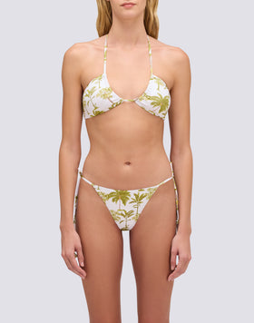 BIKINI TOP CON LACCI REGOLABILI E NAPPE STAMPA BOTANIC