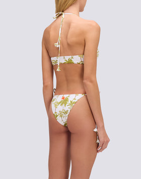 BIKINI TOP CON LACCI REGOLABILI E NAPPE STAMPA BOTANIC
