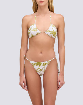 BIKINI TOP CON LACCI REGOLABILI E NAPPE STAMPA BOTANIC
