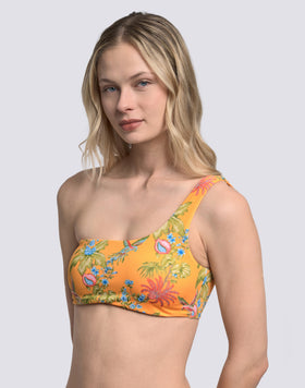TOP DE BIKINI DE UN SOLO HOMBRO CON ESTAMPADO SWEET PARROT