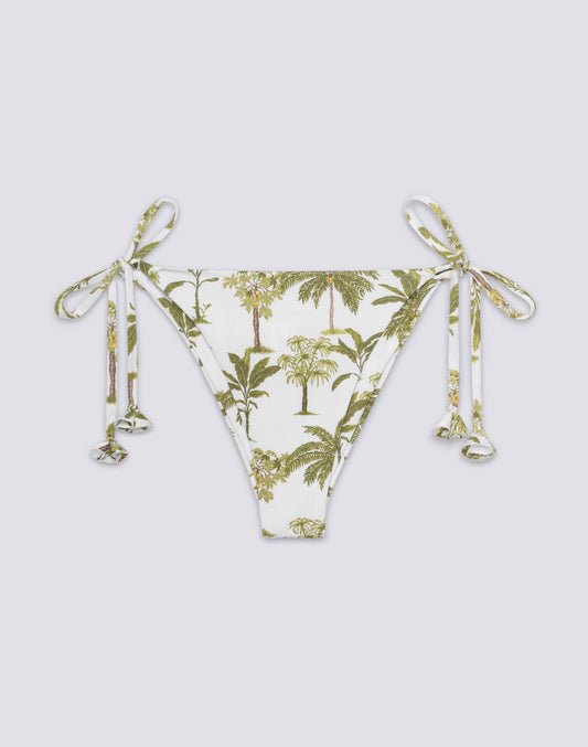 BIKINI BOTTOMS WITH ADJUSTABLE TIES IN BOTANICAL PRINT