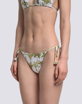 BIKINI BOTTOMS WITH ADJUSTABLE TIES IN BOTANICAL PRINT