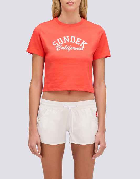 CAMISETA CROPPED DE MUJER CON LAVADO VINTAGE