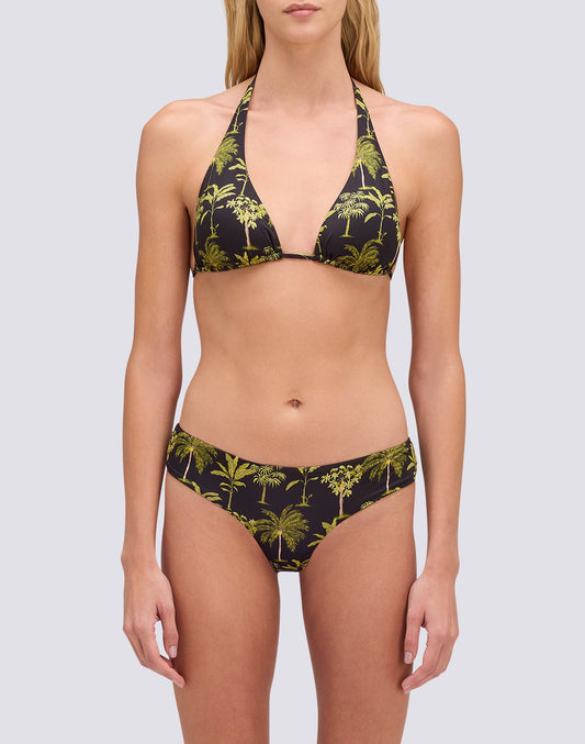 TOP DE BIKINI TRIANGULAR AMERICANO CON BORLAS Y ESTAMPADO BOTÁNICO
