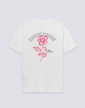 T-SHIRT DONNA CON IBISCO RICAMATO E STAMPATO