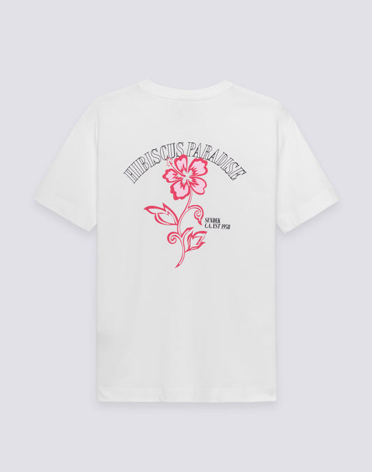 CAMISETA DE MUJER CON IBISCO BORDADO Y ESTAMPADO
