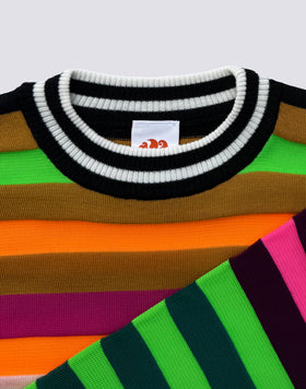 PULL COL ROND À RAYURES MULTICOLORE POUR FEMME