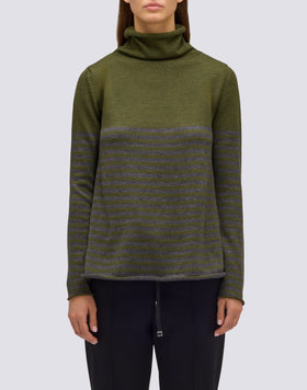 MAGLIONE DONNA A COLLO ALTO CON DETTAGLIO RIGHE
