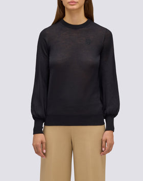 MAGLIONE IN LANA DONNA A GIROCOLLO CON MANICHE A SBUFFO