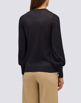 MAGLIONE IN LANA DONNA A GIROCOLLO CON MANICHE A SBUFFO