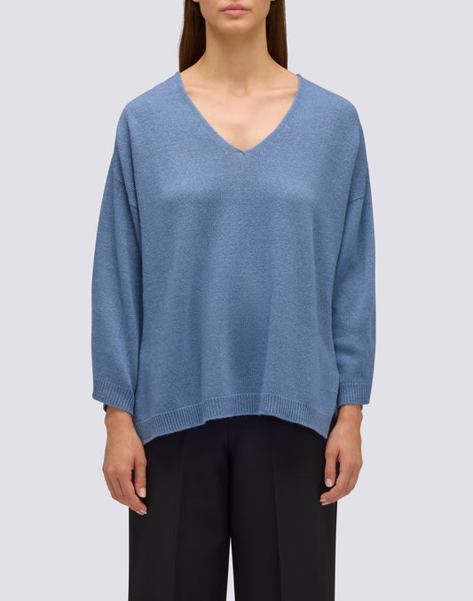 MAGLIONE DONNA IN LANA CON SCOLLO A V
