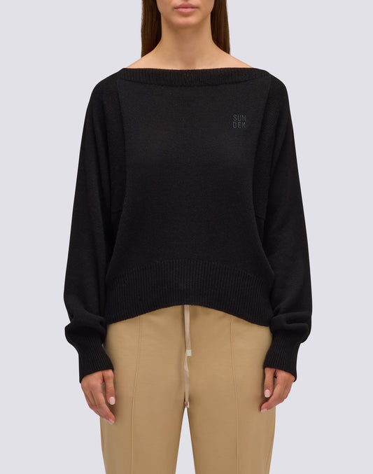 MAGLIONE DONNA IN LANA CON SCOLLO A BARCA