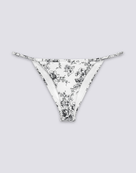 KERR - ROSE DE JOIE PATTERNED HIGH-CUT BIKINI BOTTOMS WITH ADJUSTABLE TIES