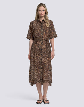 ROBE CHEMISIER FEMME ANIMALIER AVEC CEINTURE AMOVIBLE