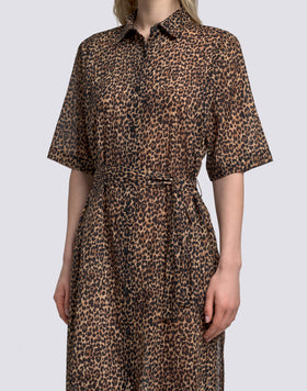 ROBE CHEMISIER FEMME ANIMALIER AVEC CEINTURE AMOVIBLE