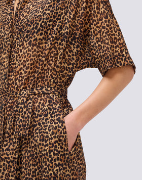ABITO CHEMISIER DONNA ANIMALIER CON CINTURA REMOVIBILE