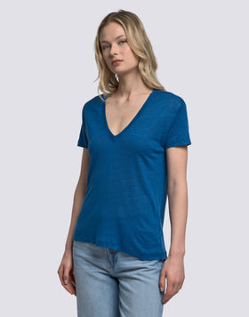 WOMEN'S HALF-SLEEVED LINEN T-SHIRT