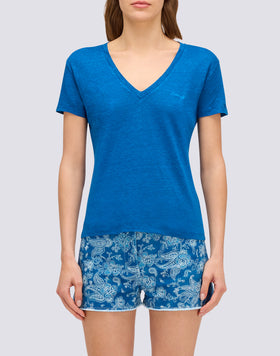 WOMEN'S HALF-SLEEVED LINEN T-SHIRT