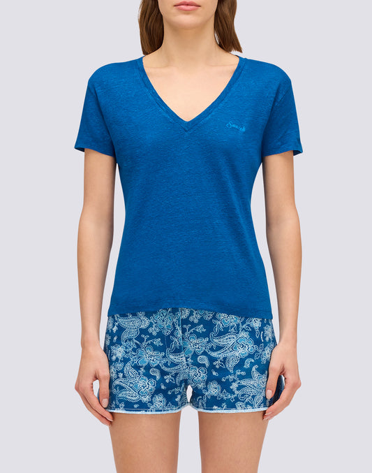 WOMEN'S HALF-SLEEVED LINEN T-SHIRT