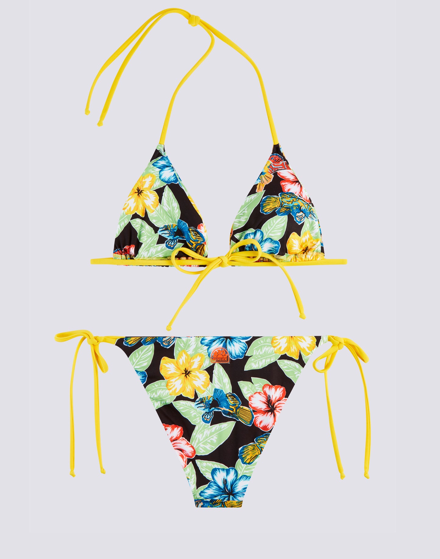 BLACK FLORAL ANIMAL FISH PRINT BIKINI