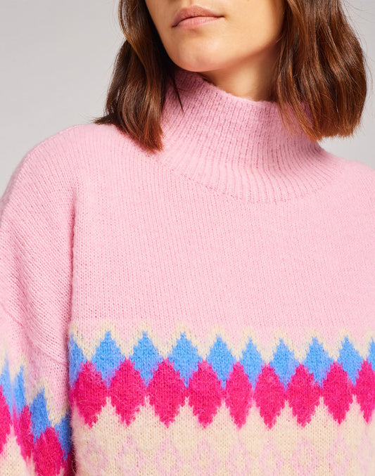 MAGLIONE DONNA NORWEGIAN STYLE IN MOHAIR GARZATO