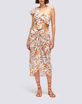 LONG PAREO WITH OPTIC FLOWER PRINT