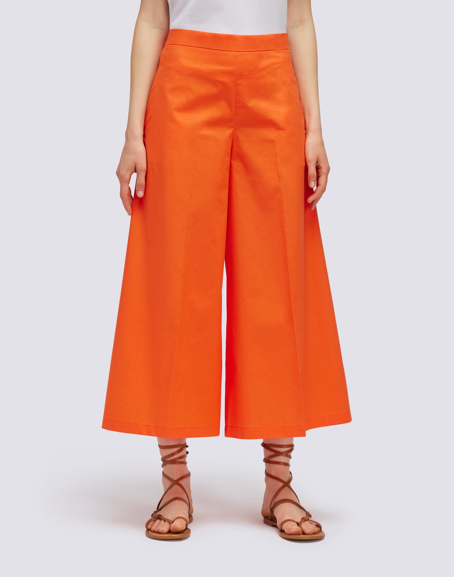 HIGH WAIST PALAZZO PANTS IN POPLIN