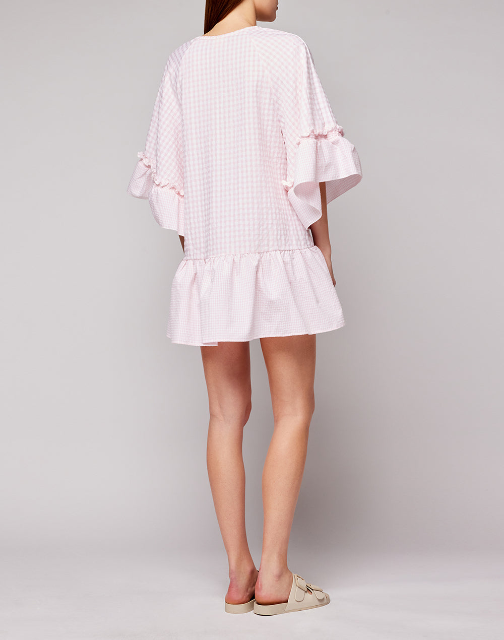 VICHY COTTON SHIRT WITH RUFFLED SLEEVES