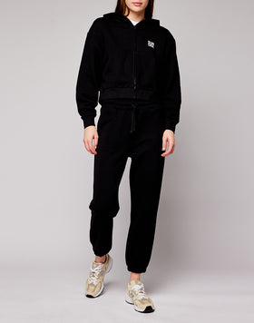 HOODED FULL ZIP FLEECE WITH LOGO PRINT