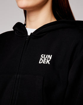 HOODED FULL ZIP FLEECE WITH LOGO PRINT