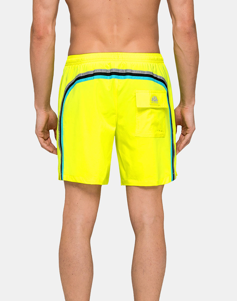 4 WAY STRETCH MID-LENGTH SWIM SHORTS WITH AN ELASTICATED WAISTBAND