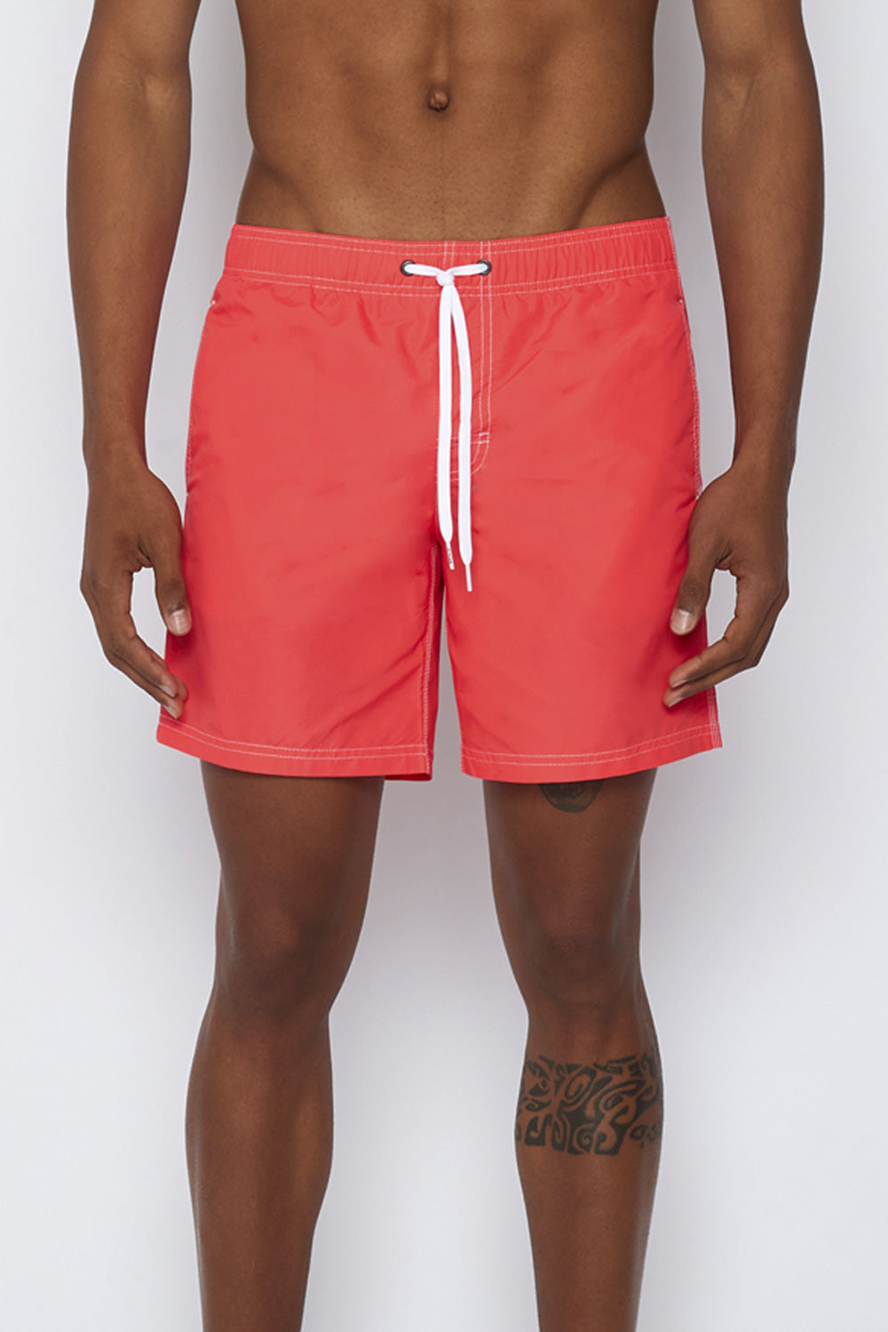 ICONIC TAFFETA STRETCH WAIST MID-LENGTH SWIM SHORTS