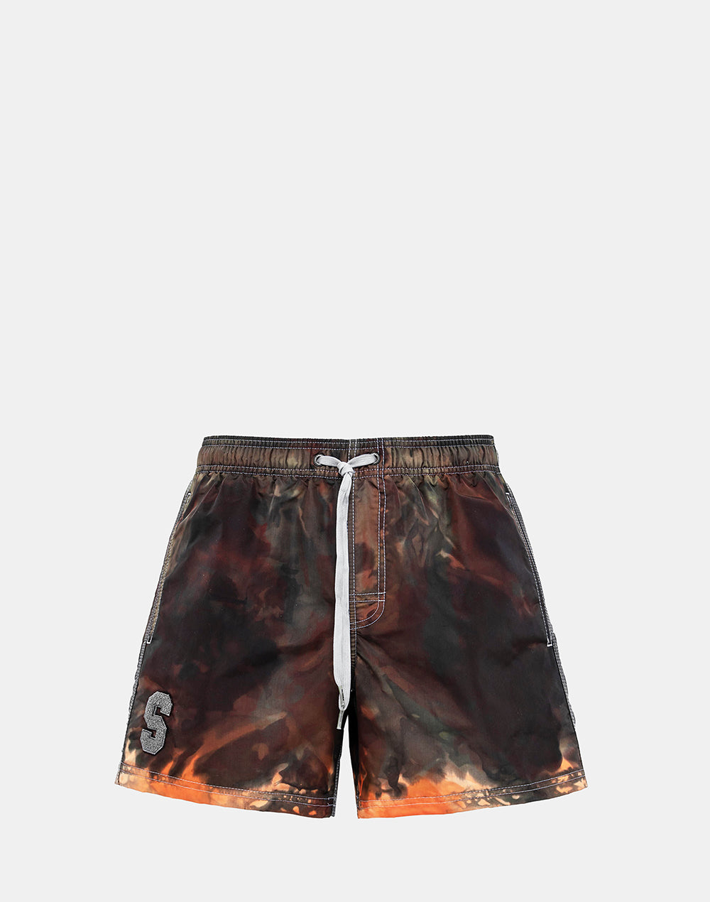 SHORT SWIM SHORTS WITH AN ELASTICATED WAISTBAND AND PATCH