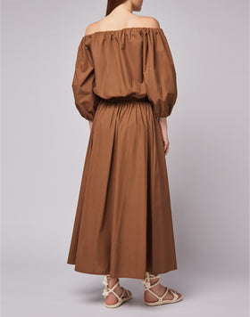 BLOUSE EN POPELINE DE COTON ET COL BATEAU