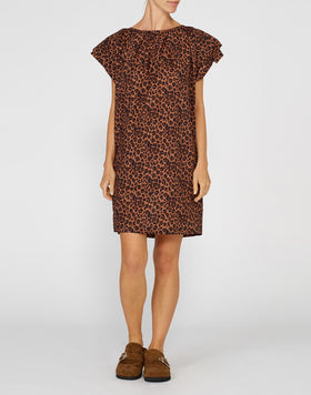 ROBE EN MOUSSELINE DE COTON À IMPRIMÉ LÉOPARD
