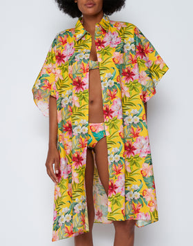 CHEMISE OVERSIZE EN COTON AVEC IMPRIMÉ FLORAL