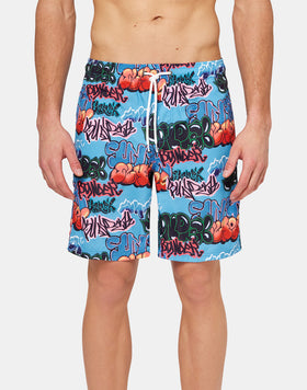 COSTUME DA BAGNO LUNGO VITA ELASTICATA STAMPA LOGO